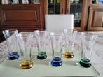 6 Hoge glazen met gekleurde bodem, Verzamelen, Glas en Drinkglazen, Ophalen, Nieuw