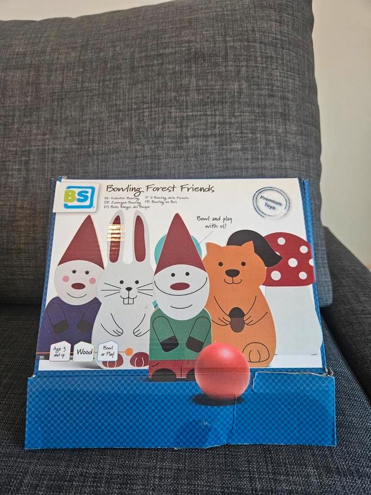 Houten bowling set 7 delig, Kinderen en Baby's, Speelgoed | Houten speelgoed, Zo goed als nieuw, Ophalen