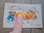 Onbeschreven nieuwjaarskaartje met Volkswagen kever, Verzamelen, Ophalen of Verzenden