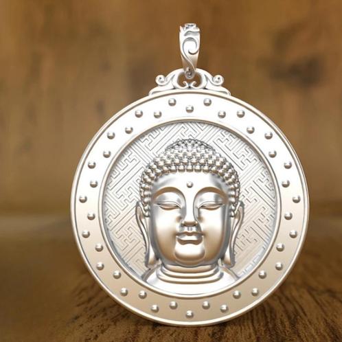Tathagata Boeddha hanger - 925 Sterling Zilver, Handtassen en Accessoires, Kettinghangers, Nieuw, Zilver, Zilver, Kruis of Symbool