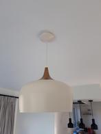 Lustre blanc crème et imitation bois, Maison & Meubles, Enlèvement, Comme neuf, Métal, Moderne