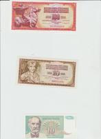 3 Billets Yougoslavie 10-10-100 Dinara 1968,1981,1994, Série, Enlèvement ou Envoi, Yougoslavie
