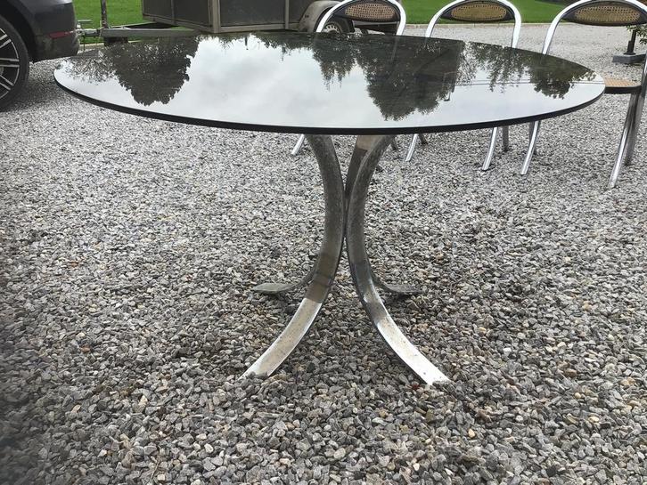 TABLE ET CHAISES DESIGN VERITABLE ANNEES 70, Huis en Inrichting, Tafels | Eettafels, Gebruikt, Glas, Ophalen