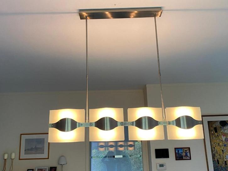Hangluchter, Huis en Inrichting, Lampen | Kroonluchters, Zo goed als nieuw, Glas, Metaal, Ophalen