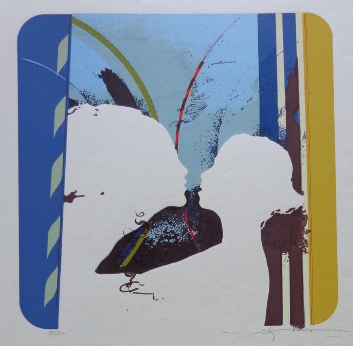 MARTIN R. BAEYENS / KOPPEL / KLEURLITHO / 49x49cm / SIG, Antiek en Kunst, Kunst | Litho's en Zeefdrukken, Ophalen of Verzenden