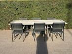 Hardhouten tuintafel 6 persoons incl stoelen, Tuin en Terras, Ophalen, Gebruikt, Eettafel, Hardhout