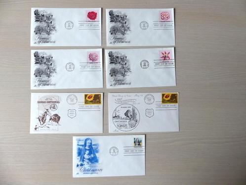 7 First day of issue USA (FDC), Postzegels en Munten, Bankbiljetten | Amerika, Ophalen of Verzenden