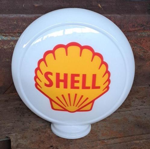 Shell glazen benzine pomp globe lamp gulf texaco BP mobil, Verzamelen, Merken en Reclamevoorwerpen, Zo goed als nieuw, Lichtbak of (neon) lamp