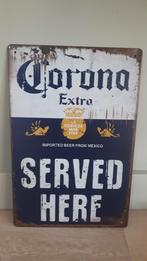 Corona Extra bier Served Here metalen vintage look wandplaat, Nieuw, Overige merken, Reclamebord, Plaat of Schild, Ophalen of Verzenden