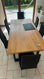 6 chaises tissus noir - pieds imitation bois, Ophalen, Zo goed als nieuw, Zwart, Hout