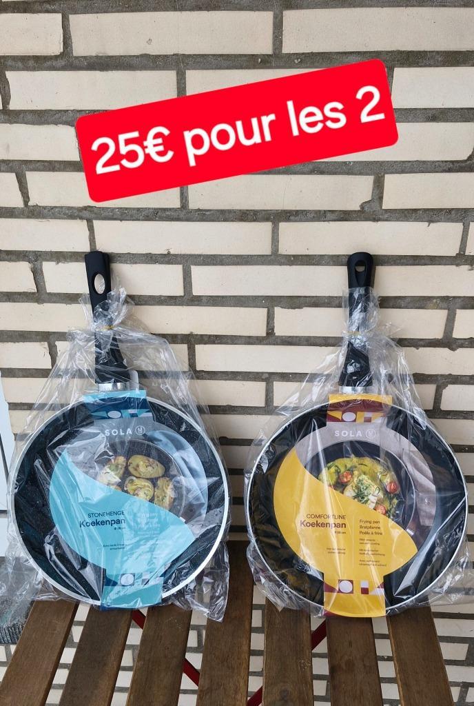 Set 2 Koekenpannen 28cm merk Sola, nl nieuw, Huis en Inrichting, Keuken | Potten en Pannen, Nieuw, Koekenpan of Braadpan, Overige materialen