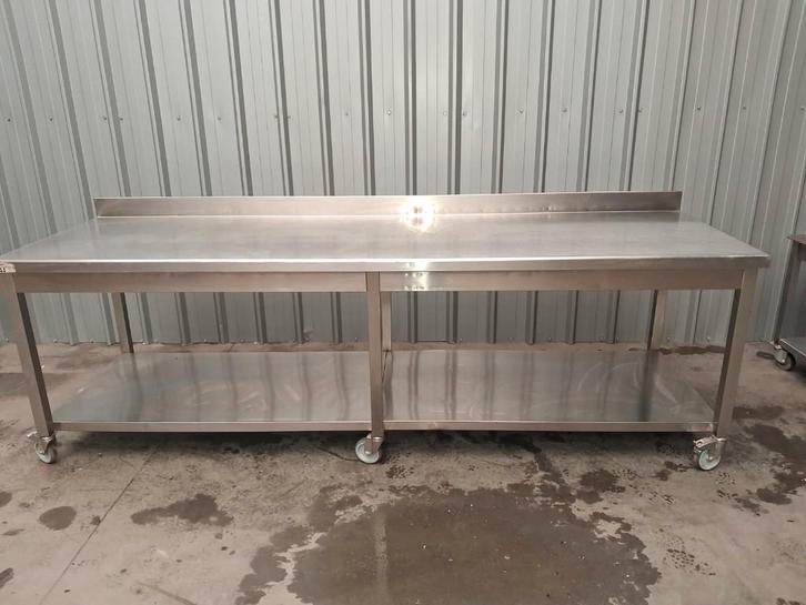 Table de travail inox professionnelle 300X90 cm – sur roulet, Zakelijke goederen, Horeca | Overige, Ophalen