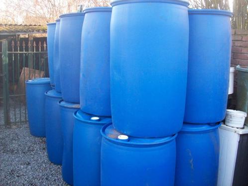 220l blauwe vaten / tonnen met 2 schroefdoppen, Tuin en Terras, Regentonnen, Gebruikt, Kunststof, 150 liter of meer, Ophalen