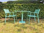 Tuintafel metaal + 2 stoelen, Tuin en Terras, Tuintafels, Ophalen, Gebruikt, Vierkant, Metaal