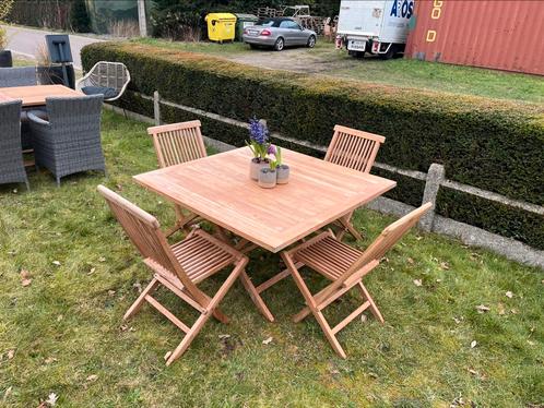 Tuinset in teak, Tuin en Terras, Tuinsets en Loungesets, Gebruikt, Tuinset, Teakhout, 4 zitplaatsen, Ophalen