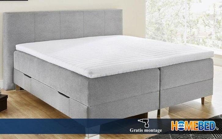 Boxspring Gerind 180 x 200, Huis en Inrichting, Slaapkamer | Boxsprings, Nieuw, Overige maten, 190 cm of minder, Twijfelaar, Grijs