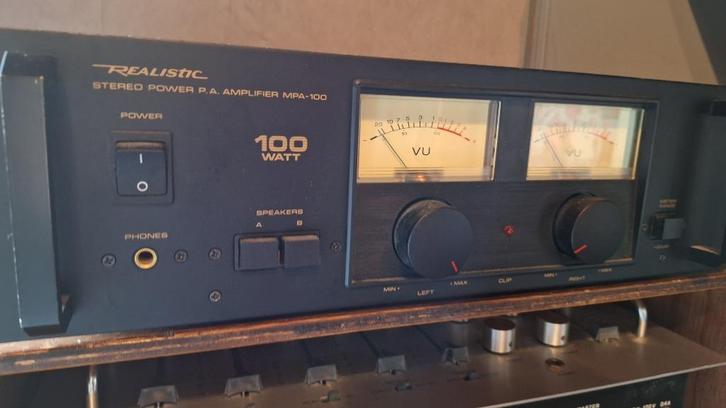 Realistic MPA-100 versterker amplifier, Audio, Tv en Foto, Versterkers en Ontvangers, Gebruikt, Stereo, 120 watt of meer, Overige merken
