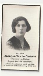 Anna VAN DE CASTEELE Van de Kerckhove Antwerpen Midelkerke, Bidprentje, Verzenden