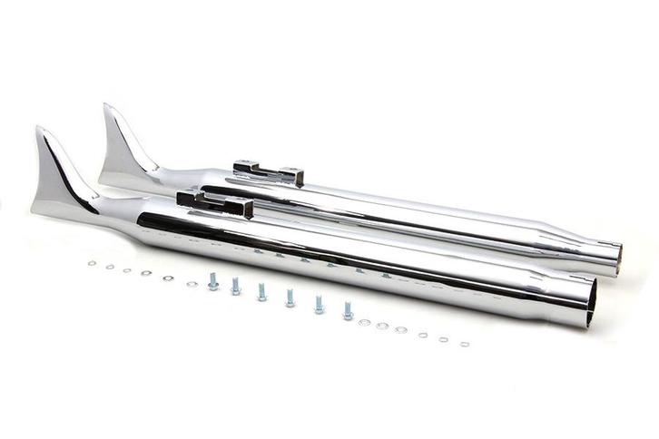 Uitlaat eindempers fishtail M8 chroom FLT 2017-UP, Motoren, Onderdelen | Harley-Davidson, Nieuw, Ophalen of Verzenden