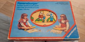 Vintage houten noppenpuzzel Ravensburger in doos beschikbaar voor biedingen