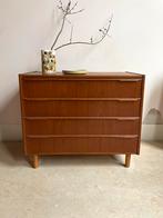 Vintage Deense ladekast met vier lades, Huis en Inrichting, Ophalen, Gebruikt, Deens, Teak, Mid Century, Vintage, Scandinavisch