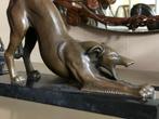 bronzen hond strekkende windhond, Antiek en Kunst, Ophalen of Verzenden