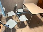 Vintage tafel, stoelen en kast, Huis en Inrichting, Ophalen, Gebruikt, 75 cm of meer, 50 tot 100 cm