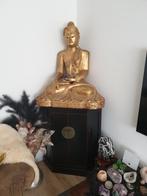 Boeddha vorige eeuw hout goudverguld ruim 90 cm hoog uniek e, Antiek en Kunst, Ophalen of Verzenden