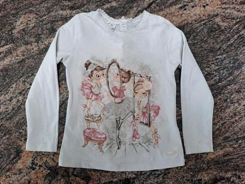 Mt 104 Grijze T-shirt lange mouwen ballerina's, Kinderen en Baby's, Kinderkleding | Maat 104, Gebruikt, Meisje, Shirt of Longsleeve