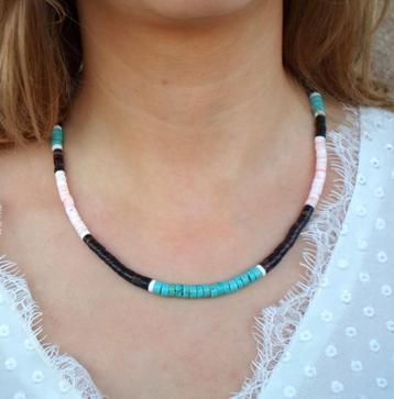 Collier amérindien homme ou femme turquoises argent Surfeur, Neuf, Enlèvement ou Envoi, Avec pierre précieuse, Bleu