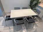 Witte uittrekbare eettafel, Huis en Inrichting, Ophalen, Overige materialen, Zo goed als nieuw, Modern