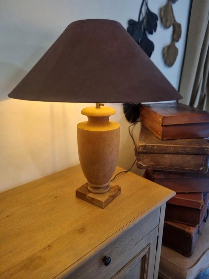 Eiken tafellamp, Huis en Inrichting, Lampen | Tafellampen, Zo goed als nieuw, Ophalen of Verzenden