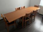 uitschuifbare eettafel met 6 stoelen, Huis en Inrichting, Tafels | Eettafels, Ophalen, Gebruikt, Hout, Vijf personen of meer