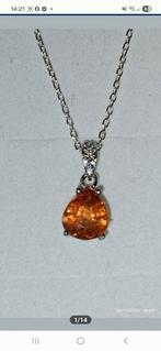 Pendentif en argent massif avec saphir de Madagascar, Neuf, Enlèvement ou Envoi, Avec pierre précieuse, Orange