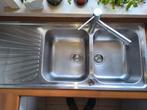 Smeg Inox dubbele spoelbak met afdruipvlak, Moins de 25 cm, Autres couleurs, Moins de 100 cm, 100 à 150 cm