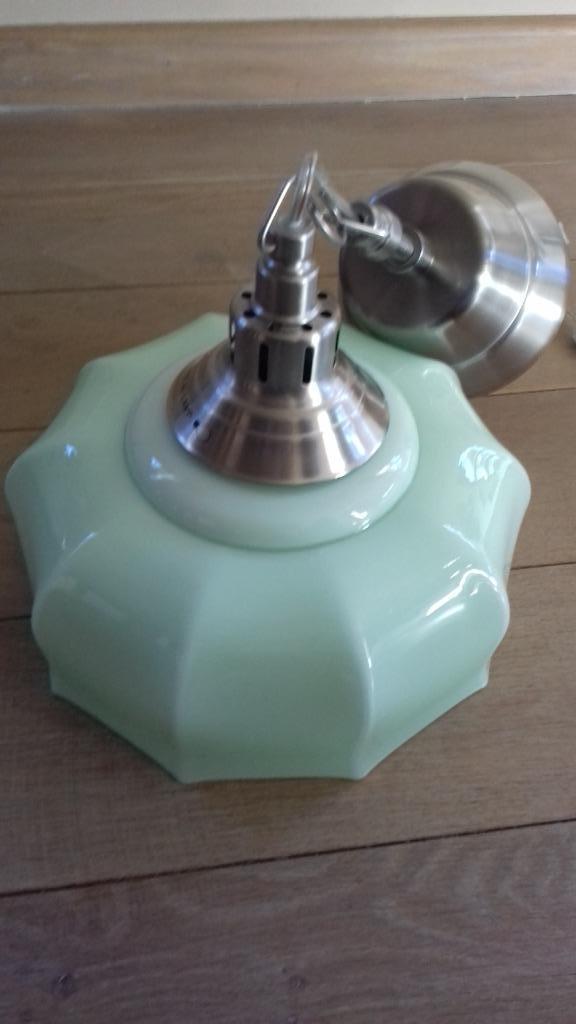 vintage opaline hanglamp, Huis en Inrichting, Lampen | Hanglampen, Zo goed als nieuw, Glas, Ophalen of Verzenden