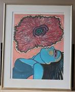 Corneille 1981 zeefdruk blauwe vrouw, Antiek en Kunst, Ophalen of Verzenden