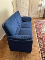 blauwe lederen zetel, Huis en Inrichting, Zetels | Zetels, Ophalen, 150 tot 200 cm, Tweepersoons, Zo goed als nieuw