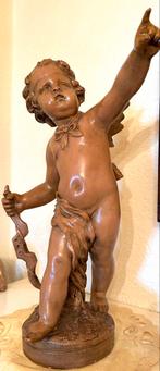 Cupidon en terre cuite XIX eme s. H: 42 cm, Antiquités & Art