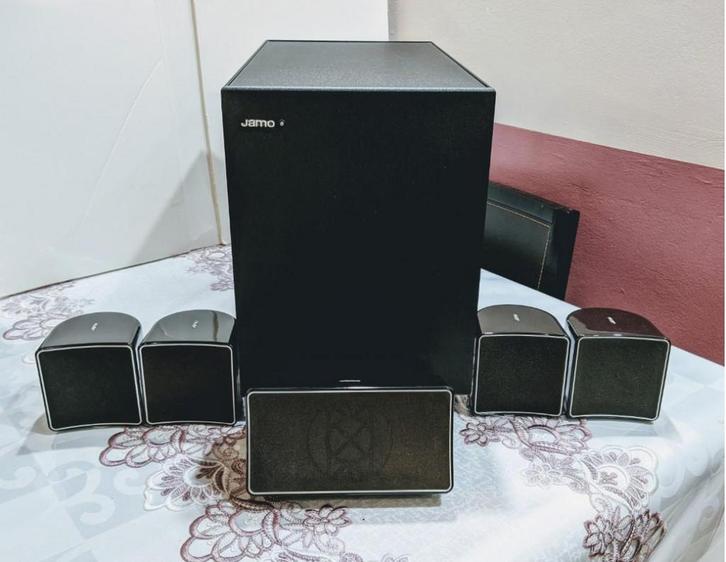 Jamo A 102 HCS 6 zwart (surround set), Audio, Tv en Foto, Luidsprekerboxen, Gebruikt, Complete surroundset, 60 tot 120 watt, Jamo