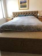 Prachtig tweepersoonsbed , extra lang, met ottomane, Ophalen, Bruin, Tweepersoons, 180 cm