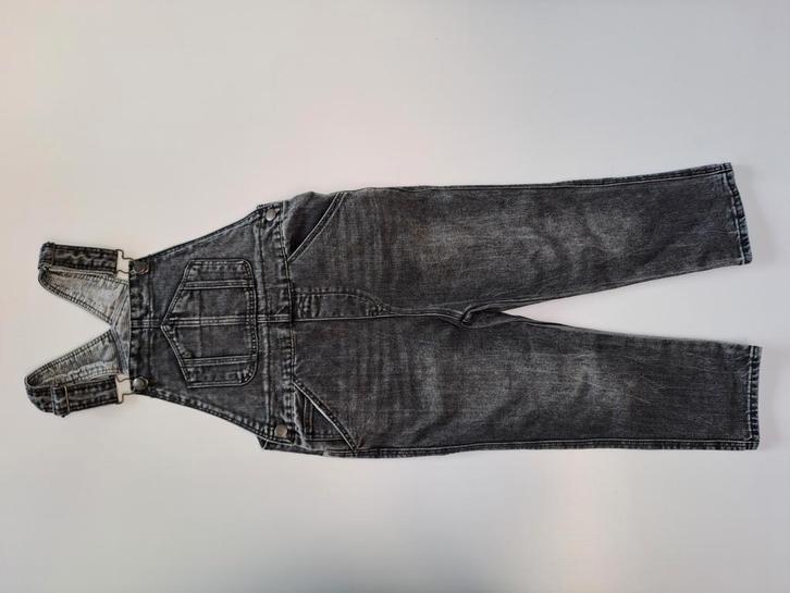 Mt 110 Zwarte afgebleekte denimsalopette, Kinderen en Baby's, Kinderkleding | Maat 110, Gebruikt, Jongen of Meisje, Overige typen
