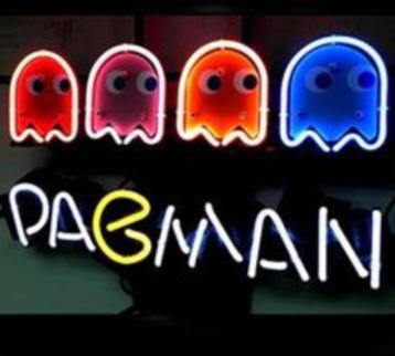 Pacman neon en veel andere mancave gameroom decoratie neons