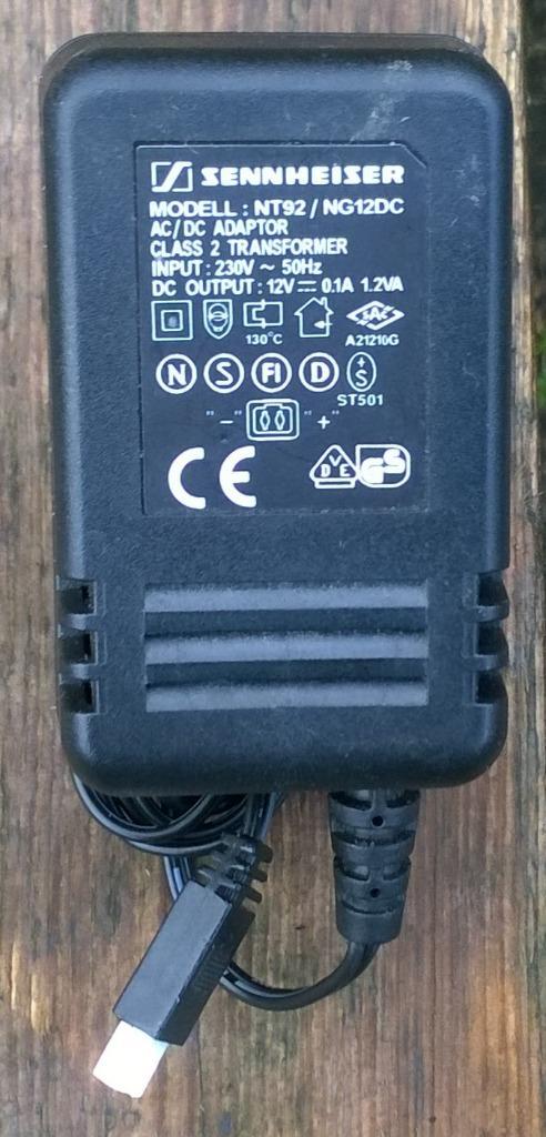 Sennheiser voedingsadapter, NT92 12 Volt, Muziek en Instrumenten, Instrumenten | Onderdelen, Zo goed als nieuw, Overige instrumenten