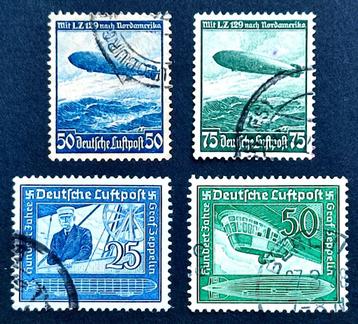 Deutsches Reich: 4X ZEPPELIN postzegels 1936-1938 beschikbaar voor biedingen