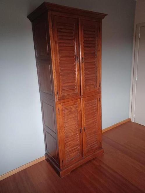 Boekenkast in teak (herkomst Indonesië), Huis en Inrichting, Kasten | Boekenkasten, Zo goed als nieuw, Met plank(en), Teakhout