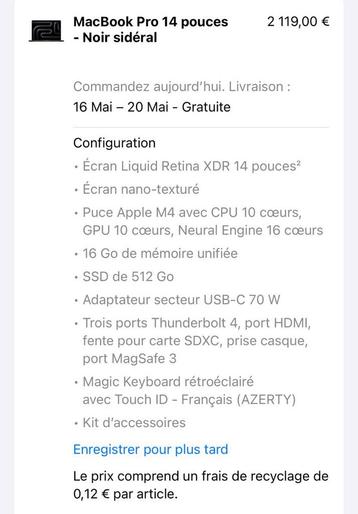  ✅ APPLE MacBook Pro 512go - 16 RAM - 14” !! NEW !! ✅ beschikbaar voor biedingen