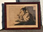 Gravure la liseuse signe François marechal, Antiek en Kunst, Ophalen of Verzenden