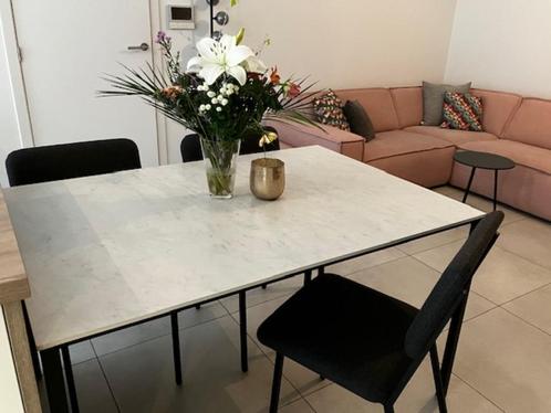 Eettafel met keramisch blad Carrara (wit), Huis en Inrichting, Tafels | Eettafels, Zo goed als nieuw, 50 tot 100 cm, 100 tot 150 cm