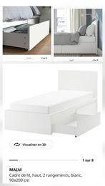 (2) Lit simple Ika MALM blanc - super bon état avec 2 rang, Maison & Meubles, Enlèvement, Blanc